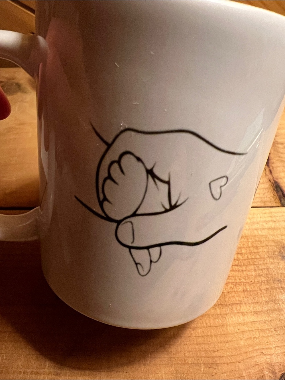Paw in Hand with Heart Near or Far Love Remains Wherever You Are pet loss Mug - Picture 12 of 16